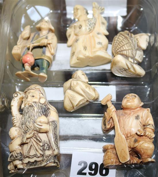 Six ivory netsuke